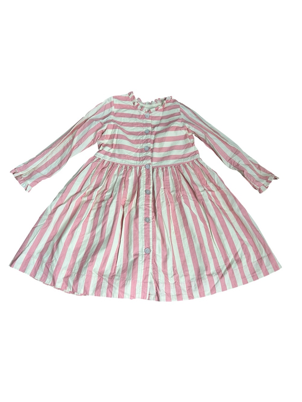Pink Chicken Pink and White Striped Long-Sleeve Cotton Dress